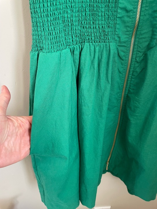 Anthropologie Tommie Linen Blend Mini Shirt Dress Kelly Green Size Large - Picture 7 of 12